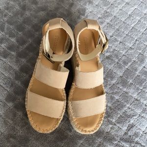 Soludos double strap platform wedges, size 6.5 US